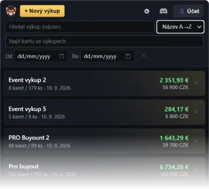 The list of buyouts with the New buyout button